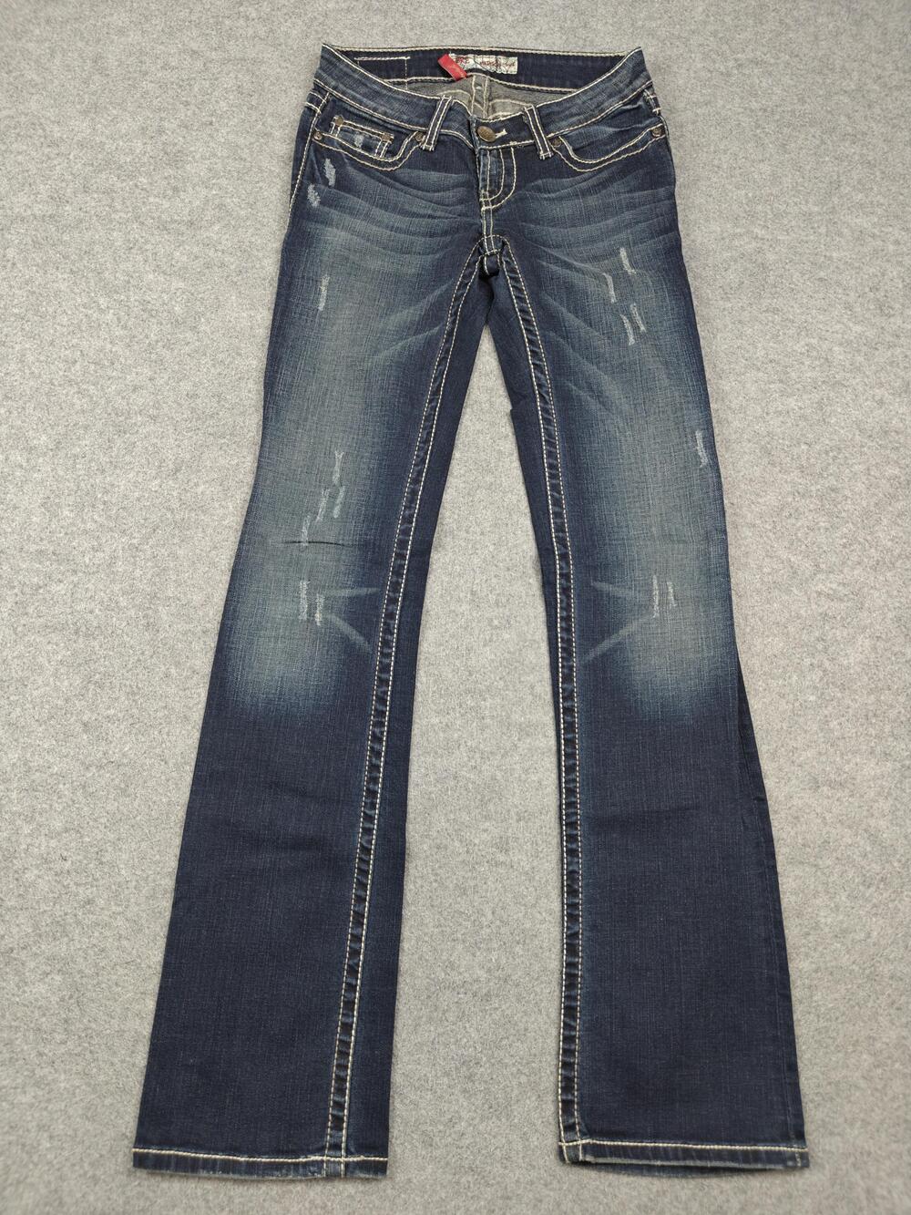 BKE Madison Boot Jeans Womens 25x33 1/2 Blue Medium Wash Studded Embroidered